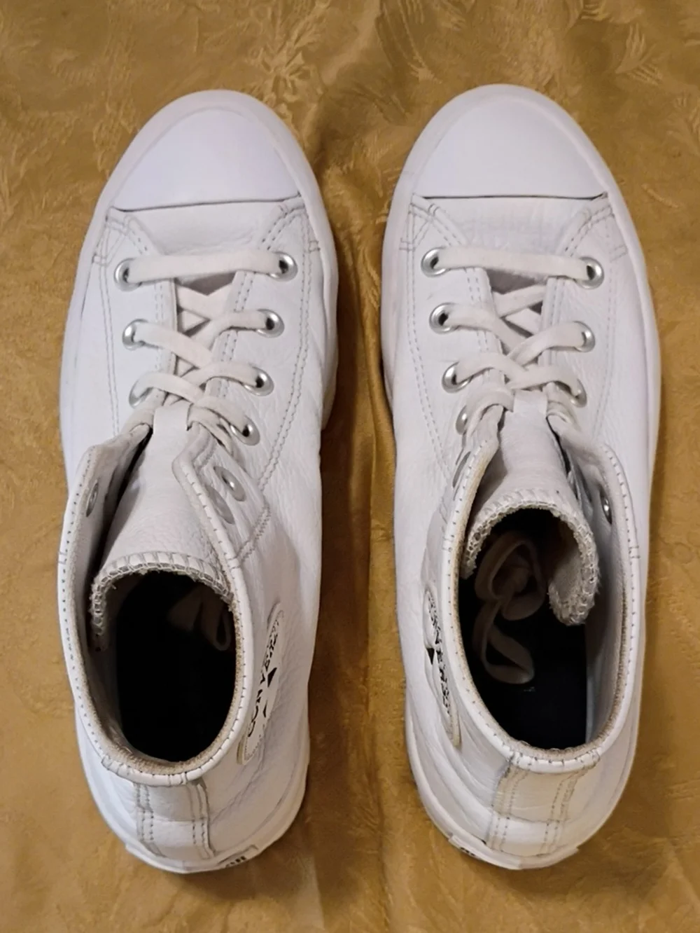 CONVERSE Leather White Chunky Platform All Star High-Tops Women's 8.0 Men's 6.0